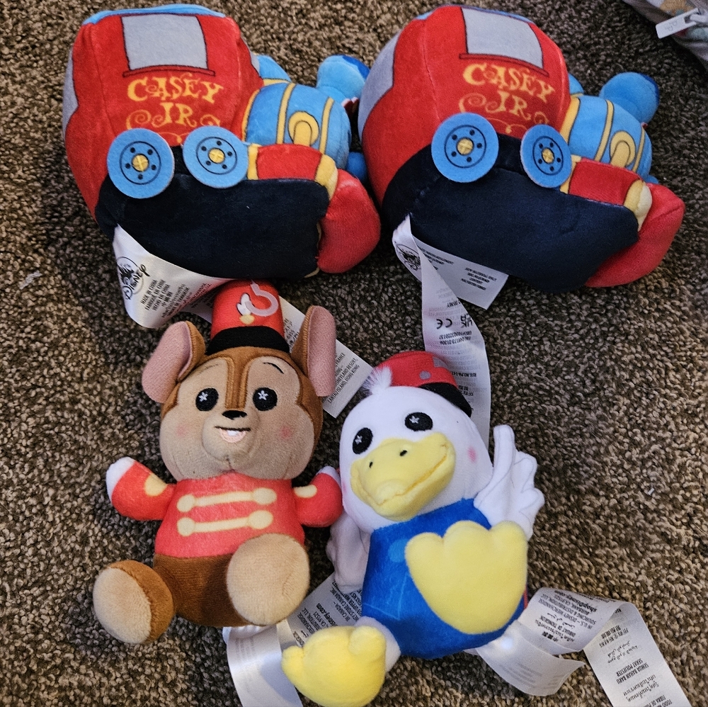 Disney Casey Jr. Train Plush Set - Red, Blue, Yellow